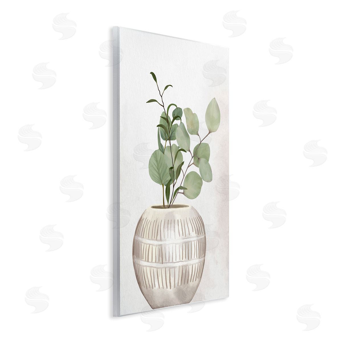 Kim Allen Potted Herbal Plants Round Leaves Patterned Vase Wall Plaque Art Print