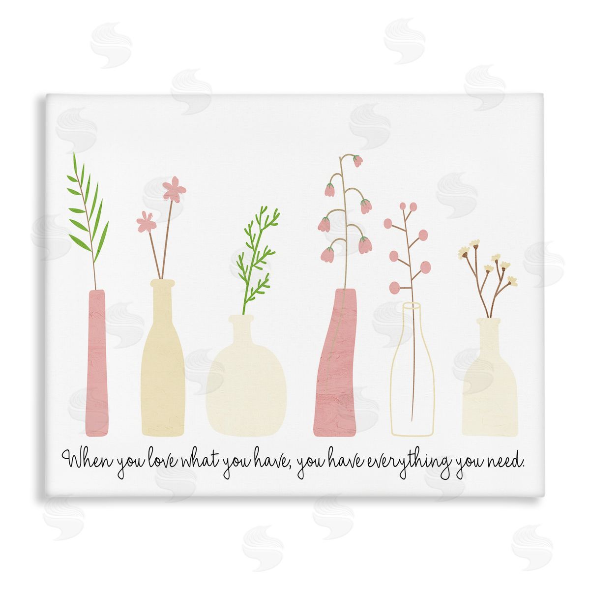 Kim Allen Love What You Have Uplifting Quote Mixed Flowers Stretched Canvas Wall Art Print