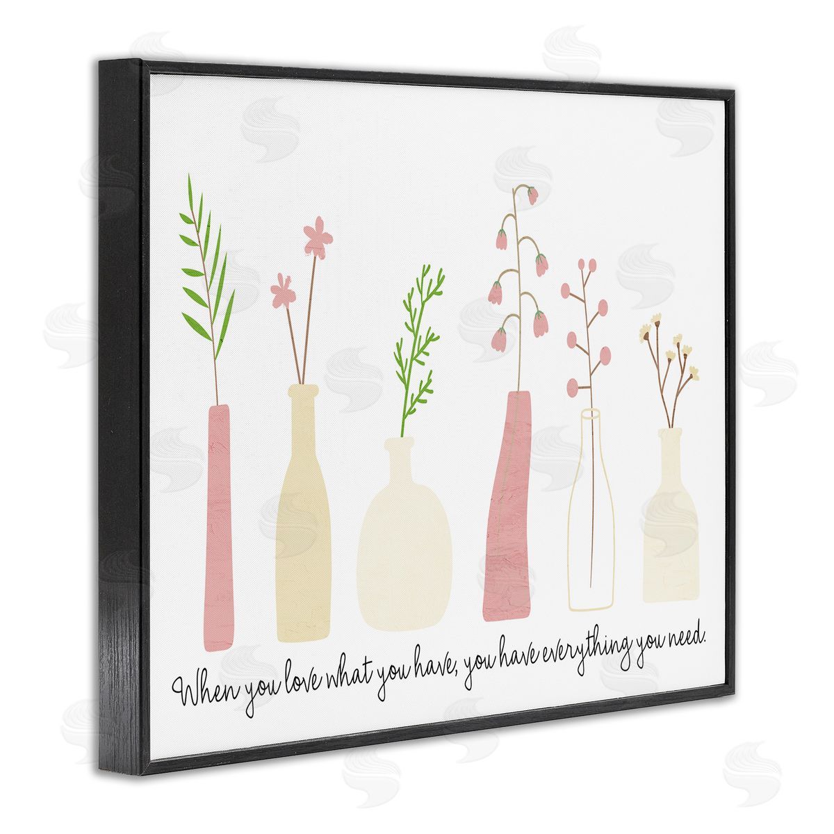 Kim Allen Love What You Have Uplifting Quote Mixed Flowers Black Framed Giclee Wall Art Print
