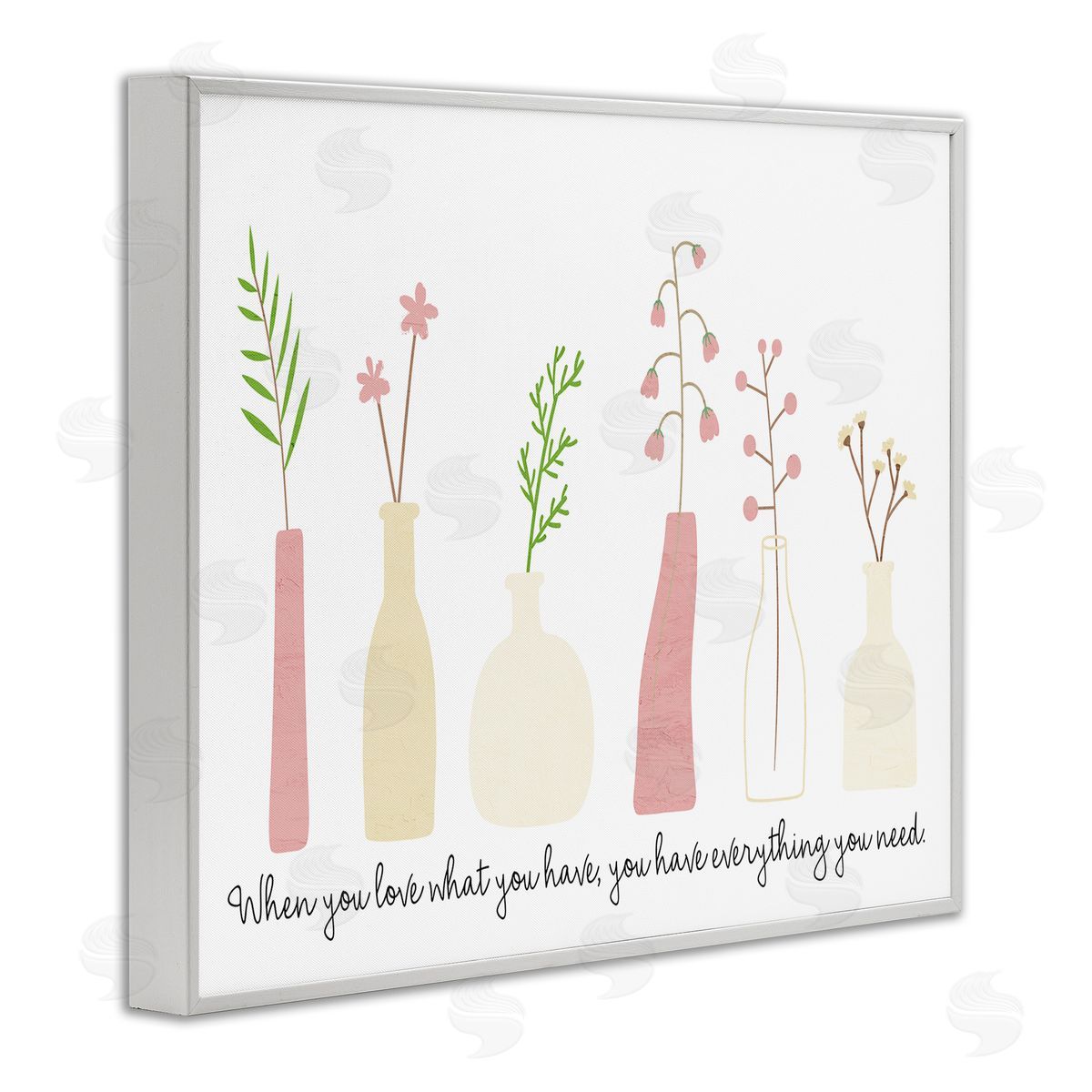 Kim Allen Love What You Have Uplifting Quote Mixed Flowers White Framed Giclee Wall Art Print