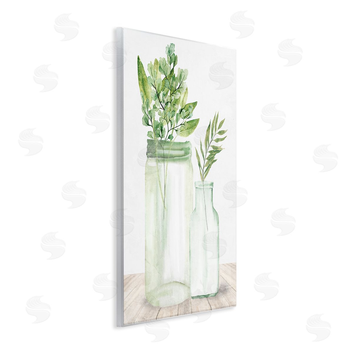 Kim Allen Country Plant Leaves Rustic Glass Jars Arrangement Wall Plaque Art Print