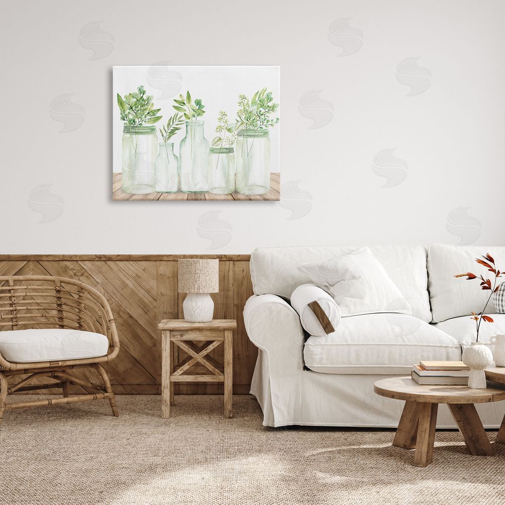 Kim Allen Varied Herb Plant Arrangement Mixed Country Blooms Canvas Wall Art Print in Room