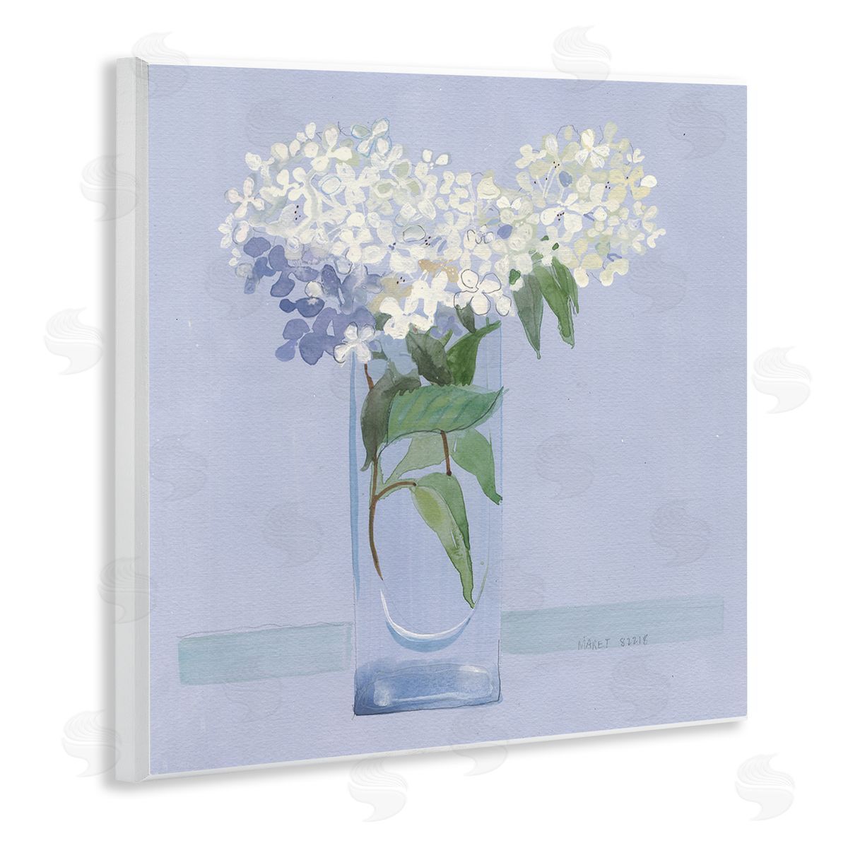 Maret Hensick Lovely Flower Blossom Bouquet Pale Purple Accent Wooden Wall Plaque Art Print