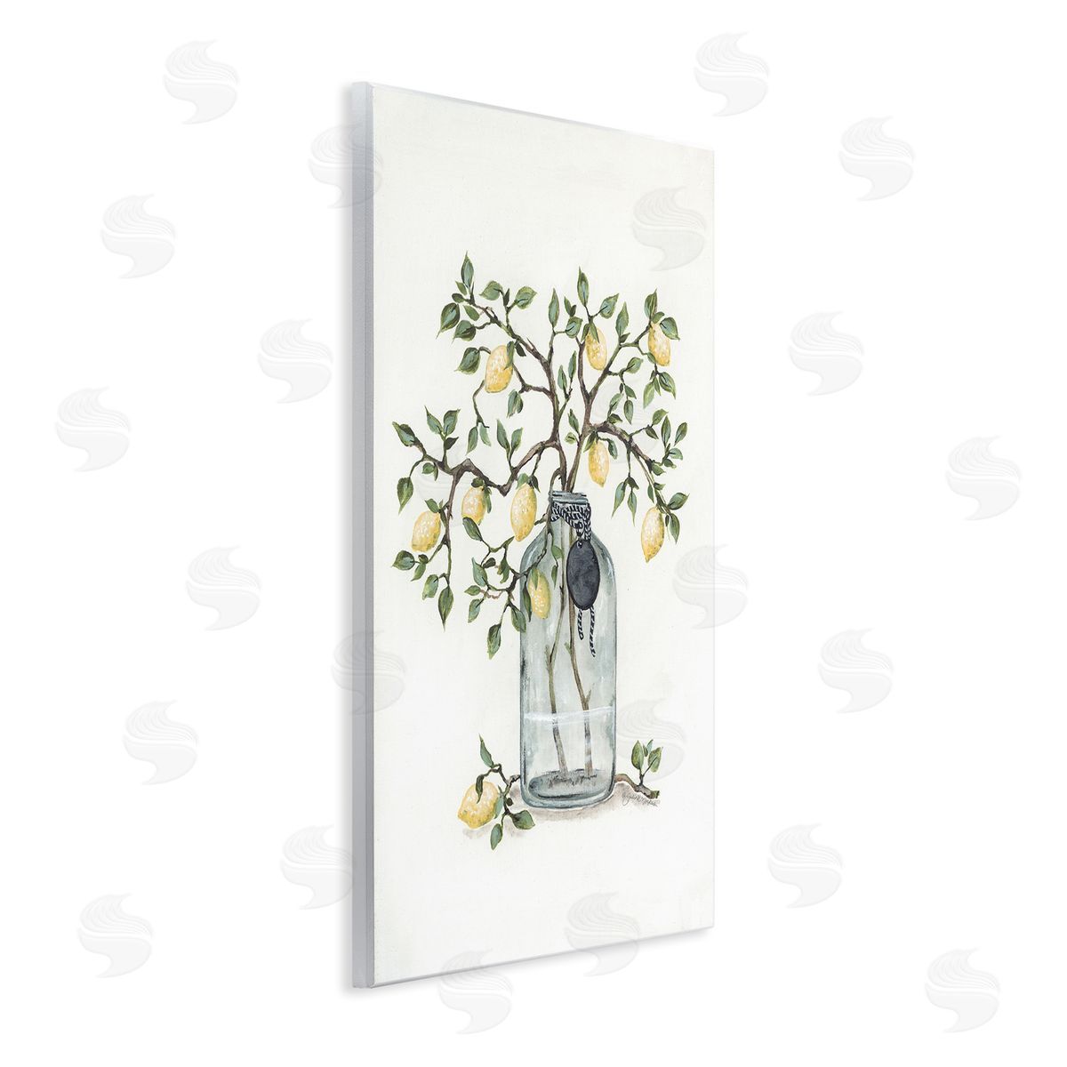 Julie Norkus Dangling Country Lemon Branches Decorated Glass Vase Wall Plaque Art Print