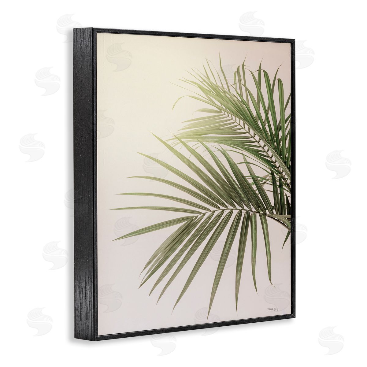 Jennifer Rigsby Minimal Palm Leaves Sunlit Tropical House Plant  Black Framed Giclee Wall Art Print