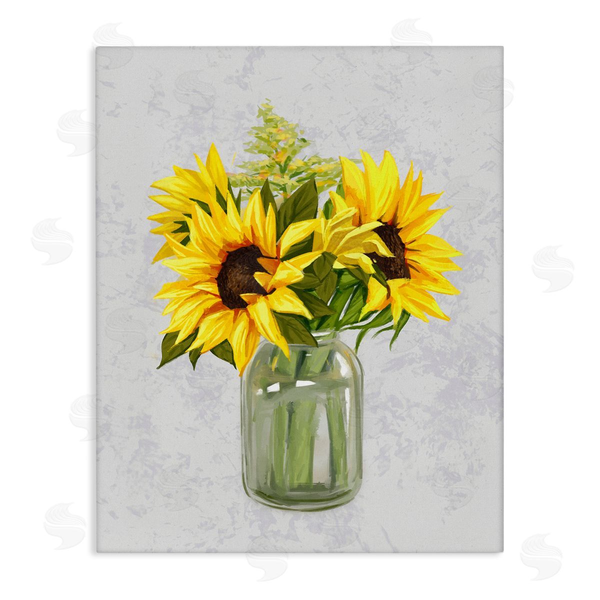 Ziwei Li Yellow Sunflower Blossoms Bouquet Blooming Country Petals Stretched Canvas Wall Art Print