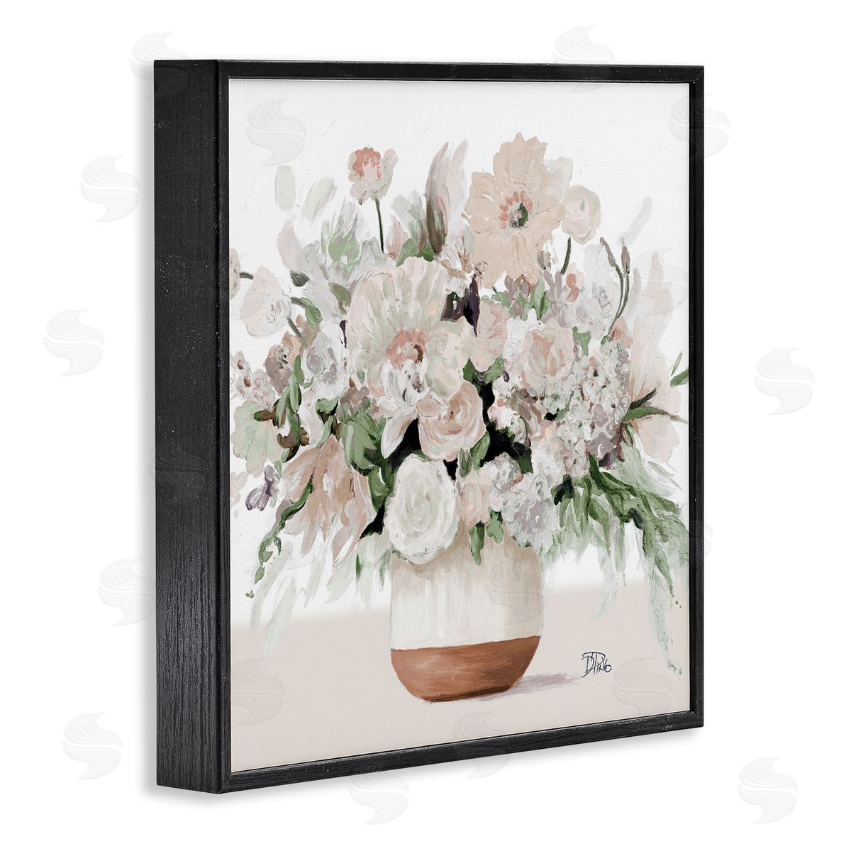 Patricia Pinto Blooming White Flower Arrangement Overflowing Bouquet Vase Black Framed Glicee Wall Art Print