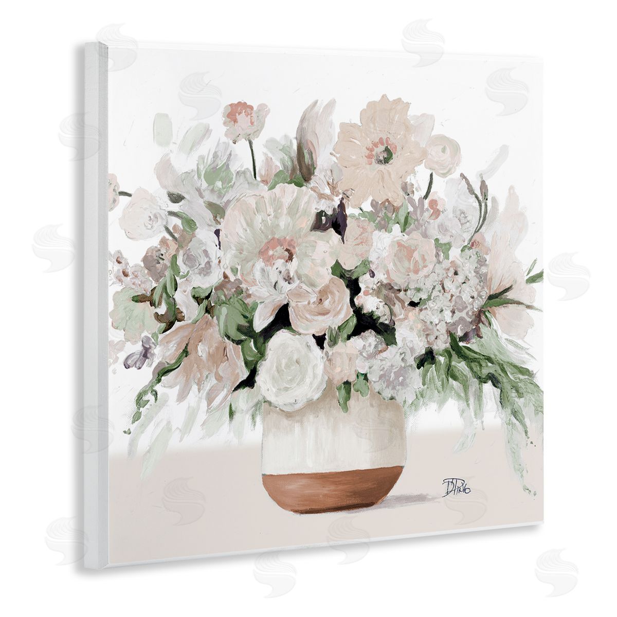Patricia Pinto Blooming White Flower Arrangement Overflowing Bouquet Vase Wooden Wall Plaque Art Print