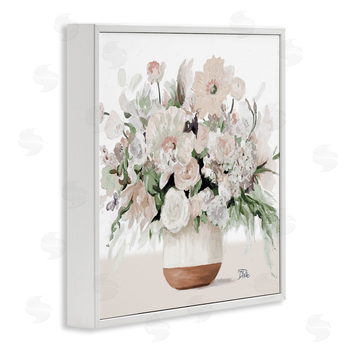 Patricia Pinto Blooming White Flower Arrangement Overflowing Bouquet Vase White Framed Glicee Wall Art Print