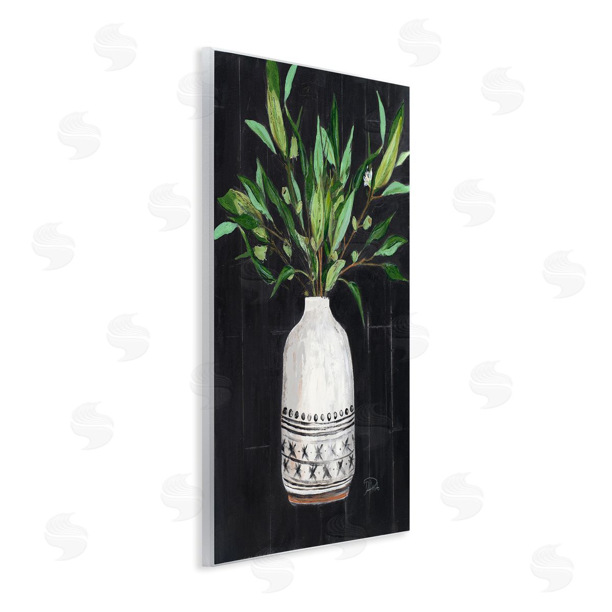 Patricia Pinto Tall Botanical Leaves Arrangement Patterned Pottery Vase Wall Plaque Art Print