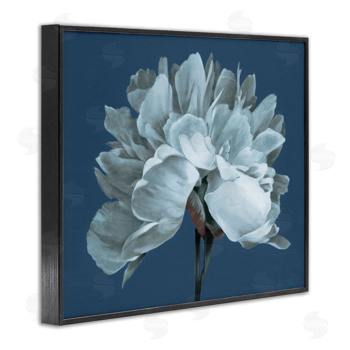 Liz Jardine Contemporary White Bloom Single Flower Sprig Black Framed Giclee Wall Art Print