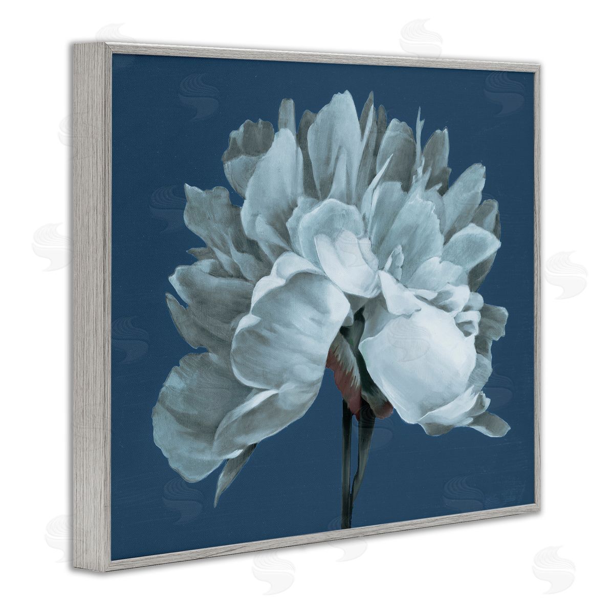 Liz Jardine Contemporary White Bloom Single Flower Sprig Gray Framed Giclee Wall Art Print
