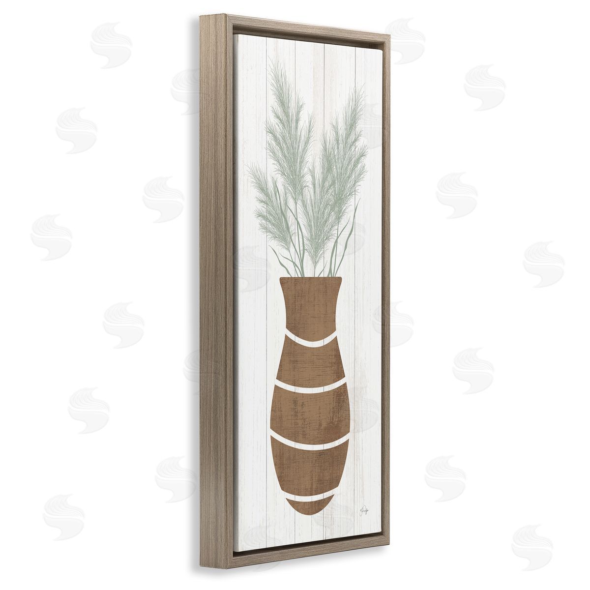 Yass Naffas Designs Herbal Flower Sprigs Striped Vase Shape Grain Pattern