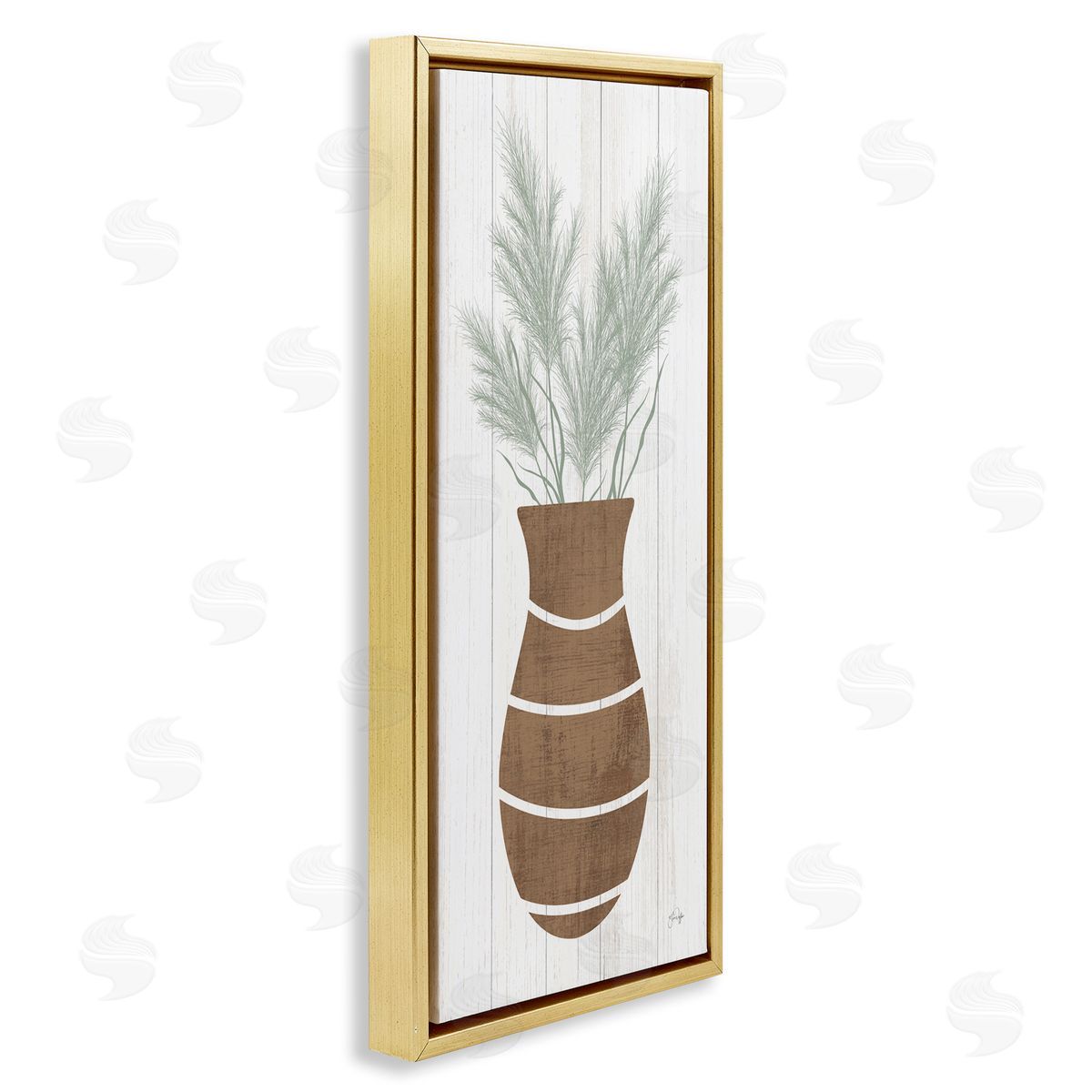 Yass Naffas Designs Herbal Flower Sprigs Striped Vase Shape Grain Pattern