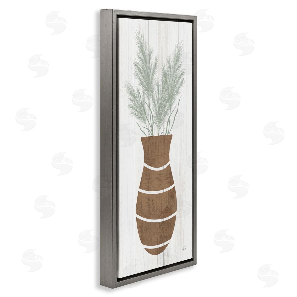 Yass Naffas Designs Herbal Flower Sprigs Striped Vase Shape Grain Pattern