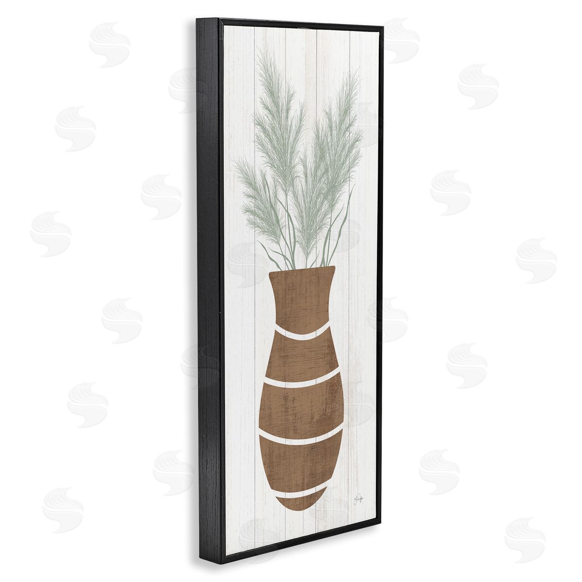 Yass Naffas Designs Herbal Flower Sprigs Striped Vase Shape Grain Pattern