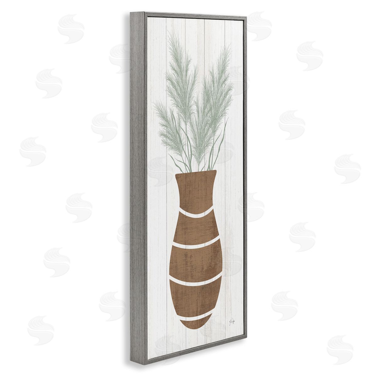 Yass Naffas Designs Herbal Flower Sprigs Striped Vase Shape Grain Pattern