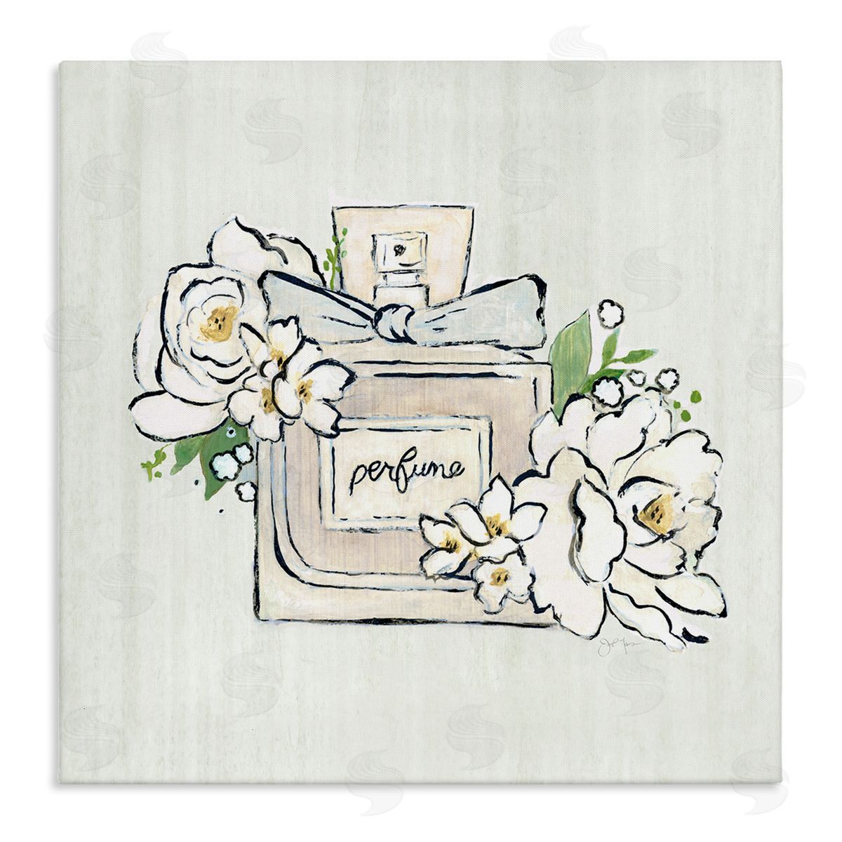 Tava Studios Glam Fashion Perfume Bottle Blooming Flower Buds Stretched Canvas Wall Art Print