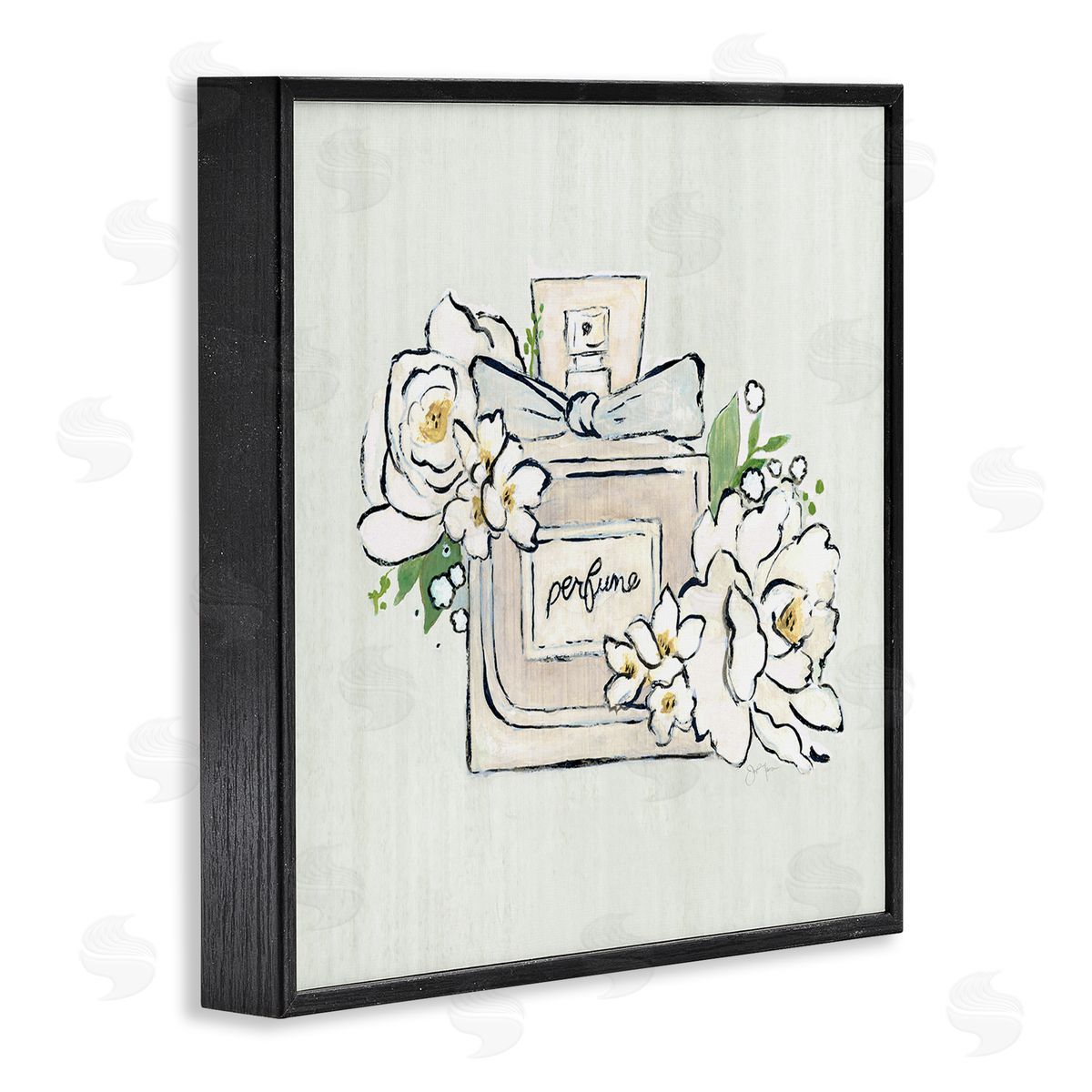 Tava Studios Glam Fashion Perfume Bottle Blooming Flower Buds Black Framed Glicee Wall Art Print