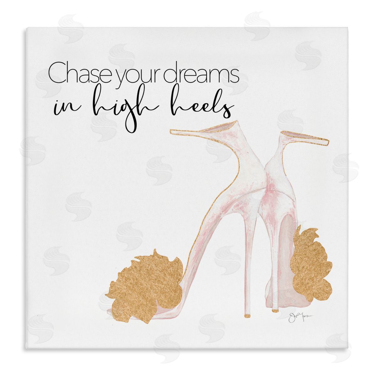 Tava Studios Chase Your Dreams Inspirational Glam Fashion Heels Shoes  Stretched Canvas Wall Art Print