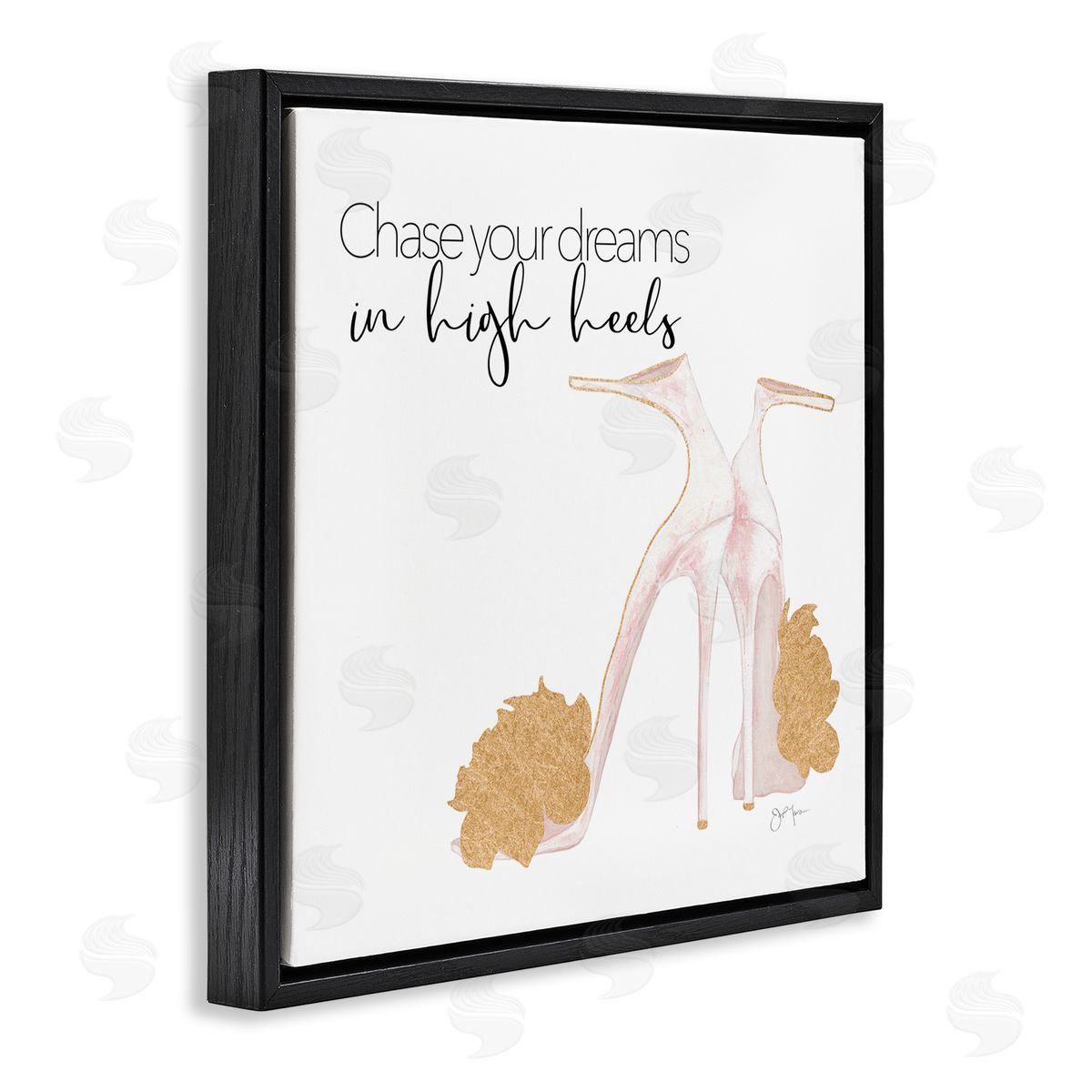 Tava Studios Chase Your Dreams Inspirational Glam Fashion Heels Shoes  Black Floating Frame Canvas Wall Art Print