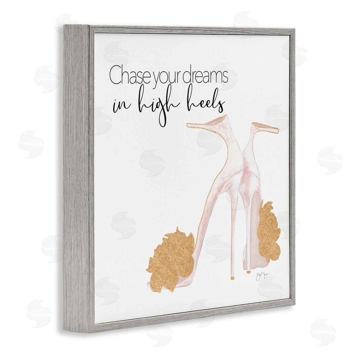 Tava Studios Chase Your Dreams Inspirational Glam Fashion Heels Shoes  Gray Framed Glicee Wall Art Print