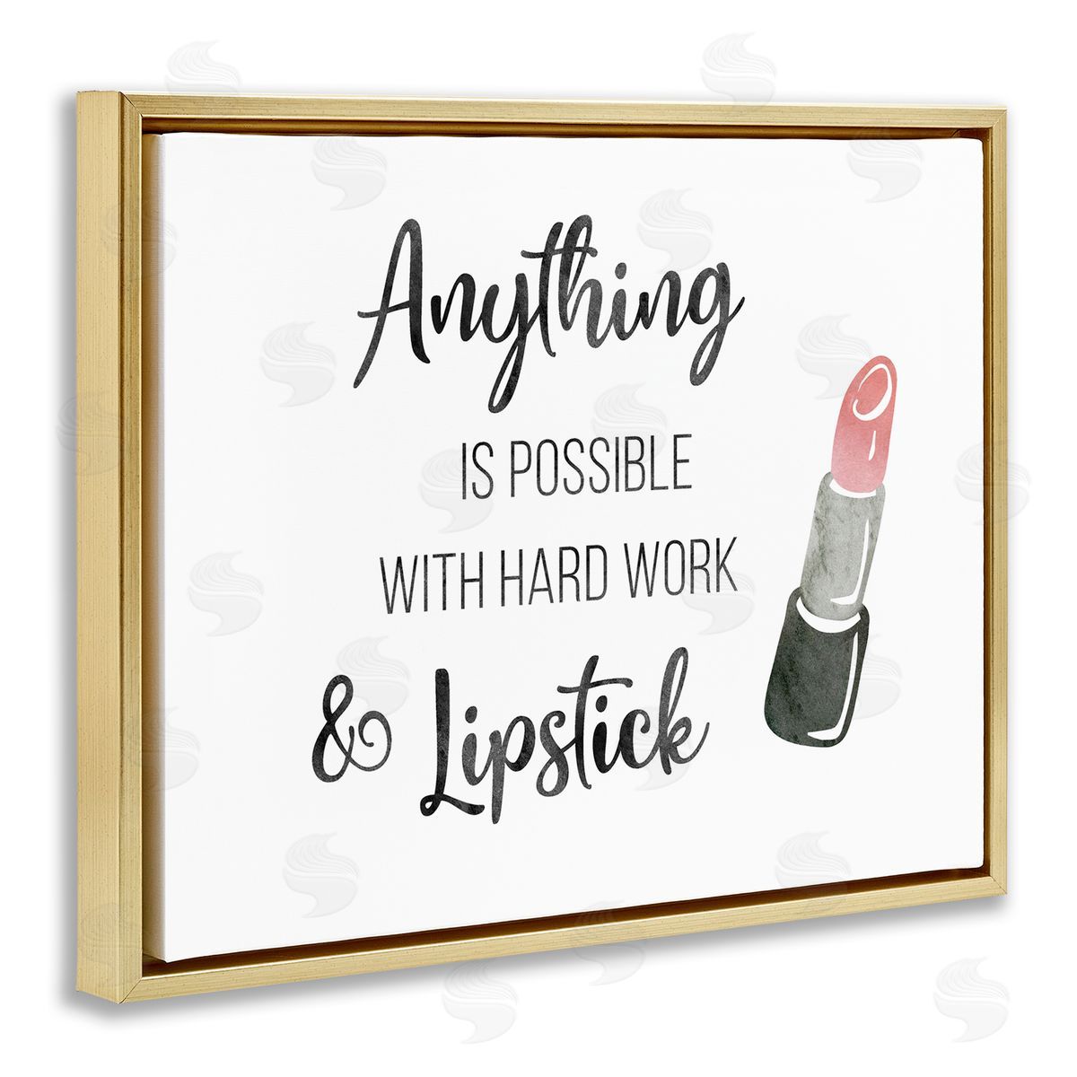 CADs Anything Possible With Lipstick Glam Makeup Inspiration Gold Floating Frame Canvas Wall Art Print