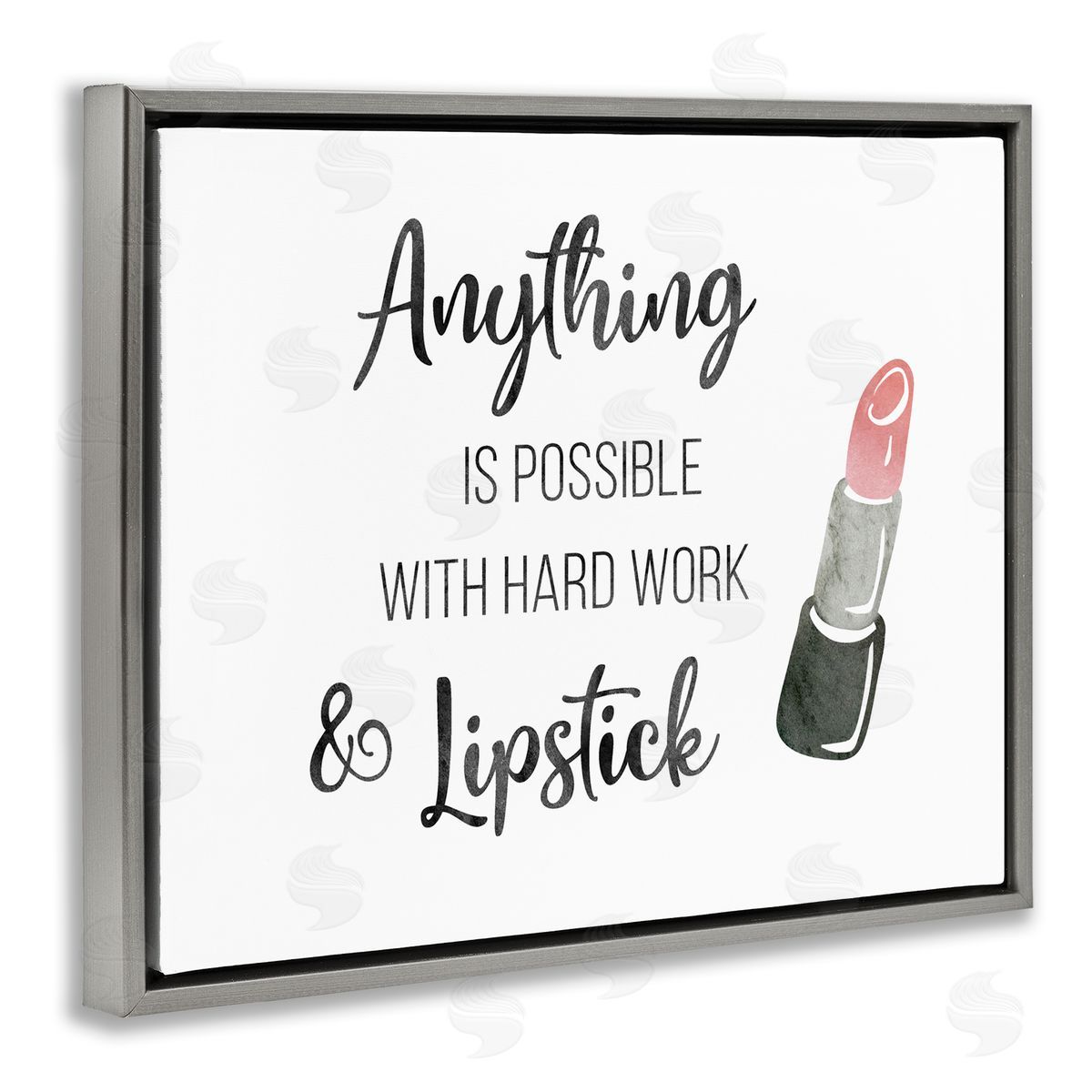 CADs Anything Possible With Lipstick Glam Makeup Inspiration Gray Floating Frame Canvas Wall Art Print