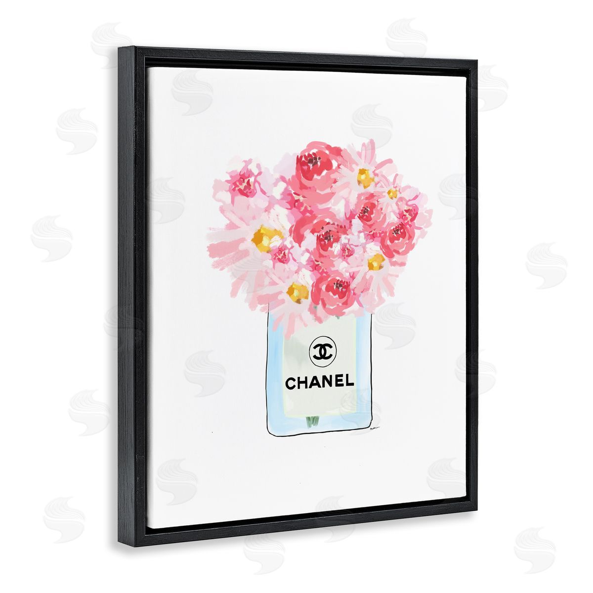 Amelia Noyes Mixed Pink Flower Bouquet Luxury Fashion Black Floating Frame Canvas Wall Art Print