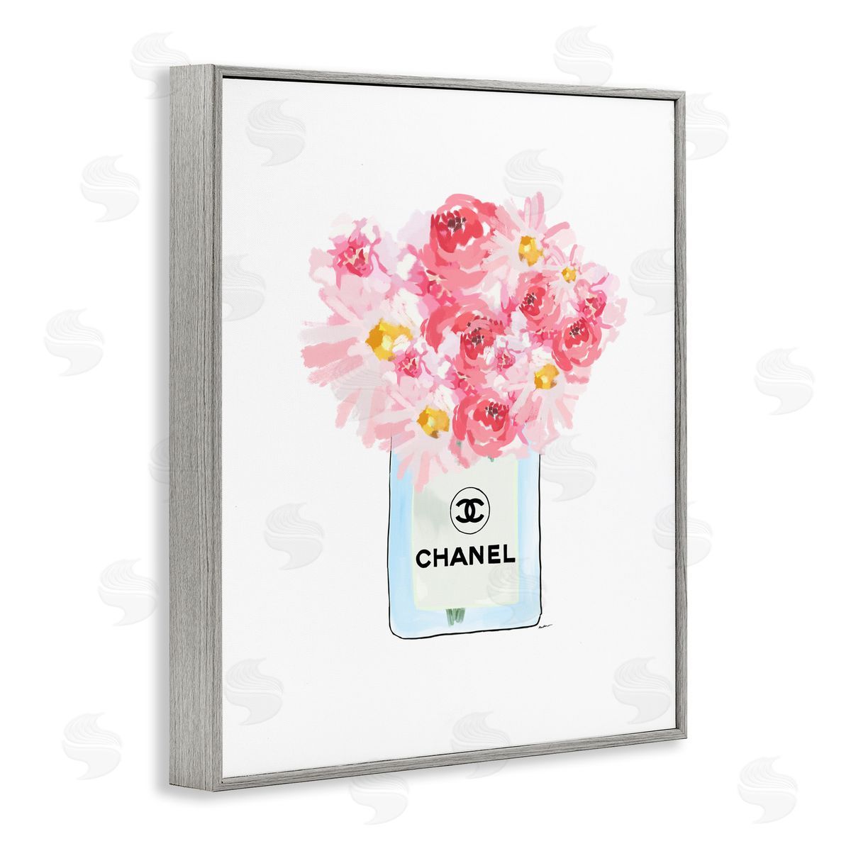 Amelia Noyes Mixed Pink Flower Bouquet Luxury Fashion Gray Framed Giclee Wall Art Print