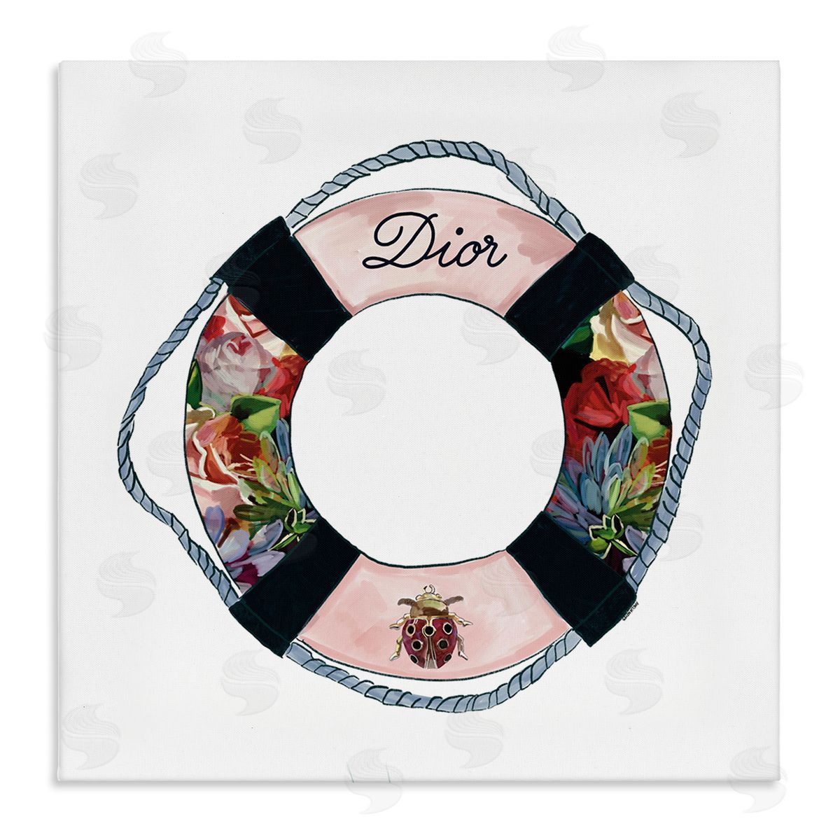 Amelia Noyes Floral Patterned Life Preserver Upscale Fashion Motif Stretched Canvas Wall Art Print