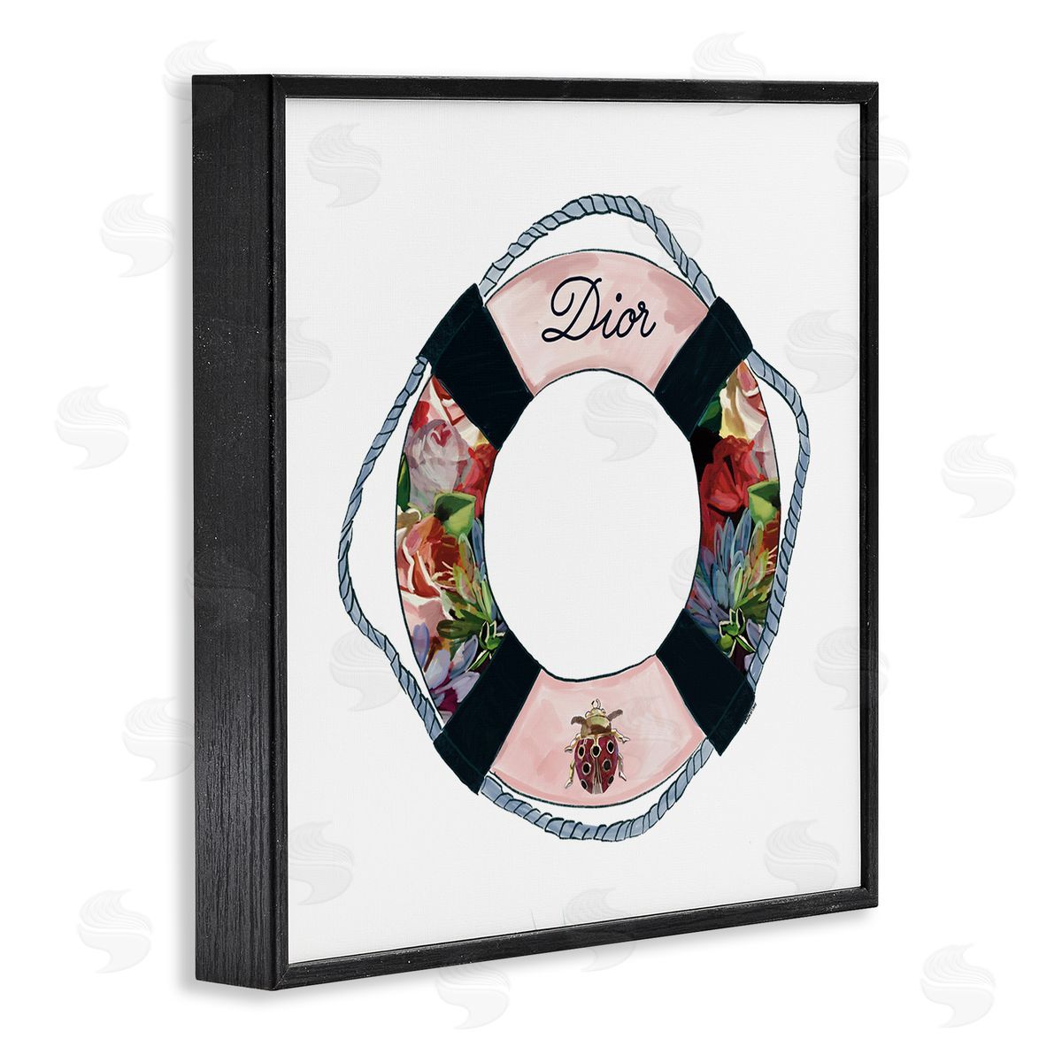 Amelia Noyes Floral Patterned Life Preserver Upscale Fashion Motif Black Framed Glicee Wall Art Print