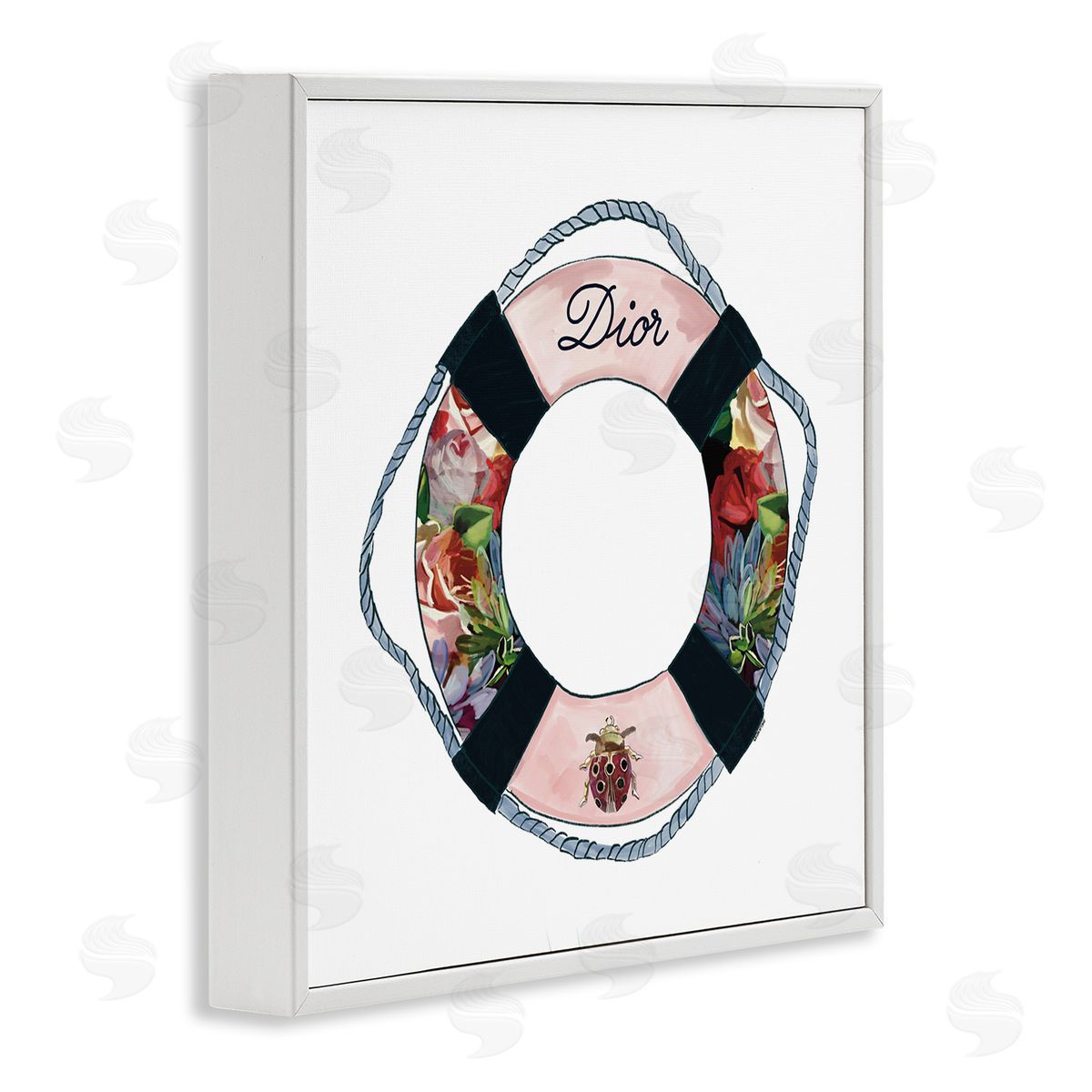 Amelia Noyes Floral Patterned Life Preserver Upscale Fashion Motif White Framed Glicee Wall Art Print