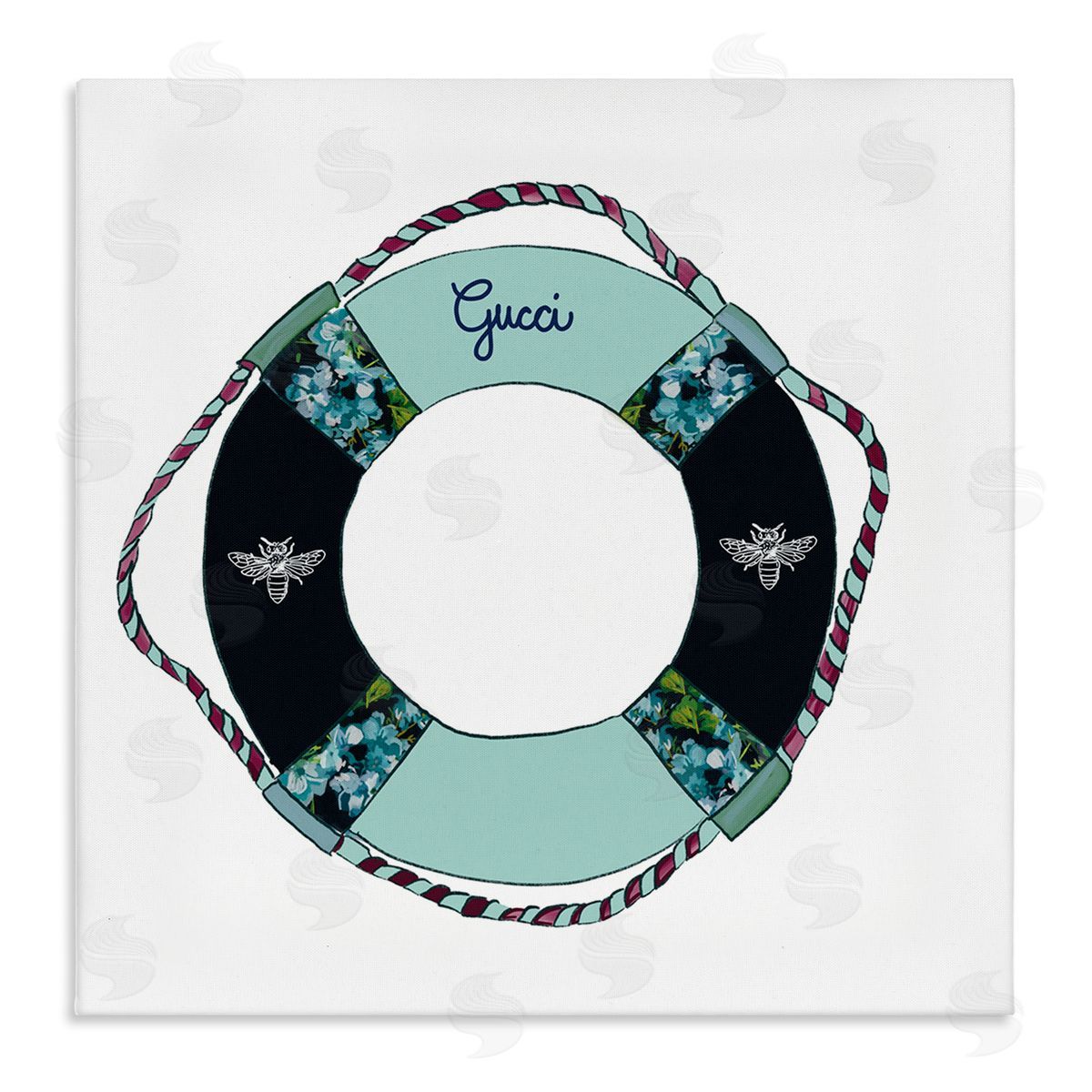 Amelia Noyes Trendy Nautical Life Buoy Glam Style Pattern Stretched Canvas Wall Art Print