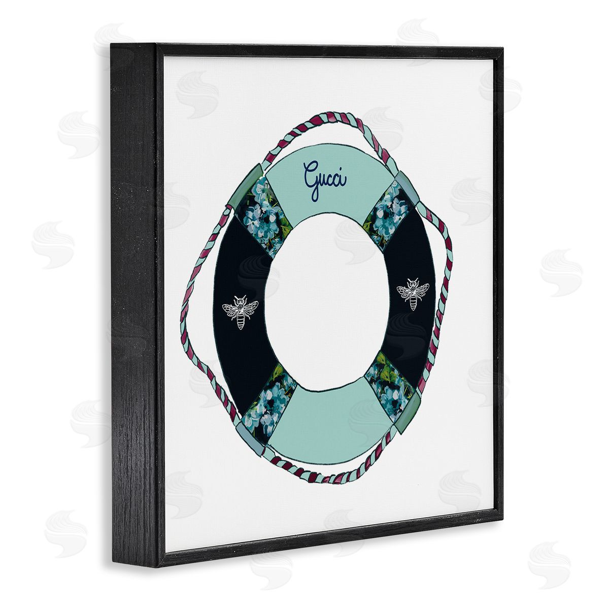 Amelia Noyes Trendy Nautical Life Buoy Glam Style Pattern Black Framed Glicee Wall Art Print