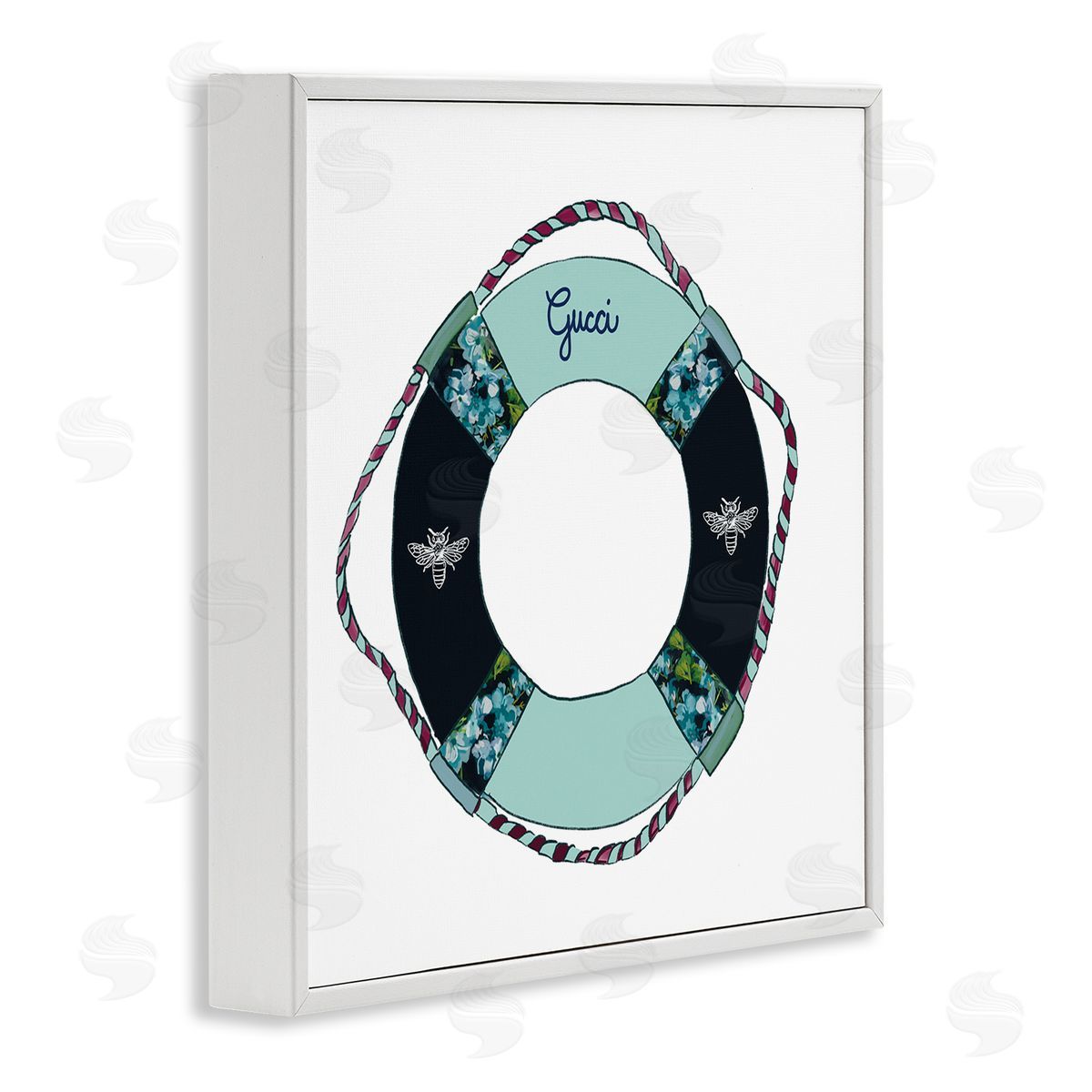 Amelia Noyes Trendy Nautical Life Buoy Glam Style Pattern White Framed Glicee Wall Art Print