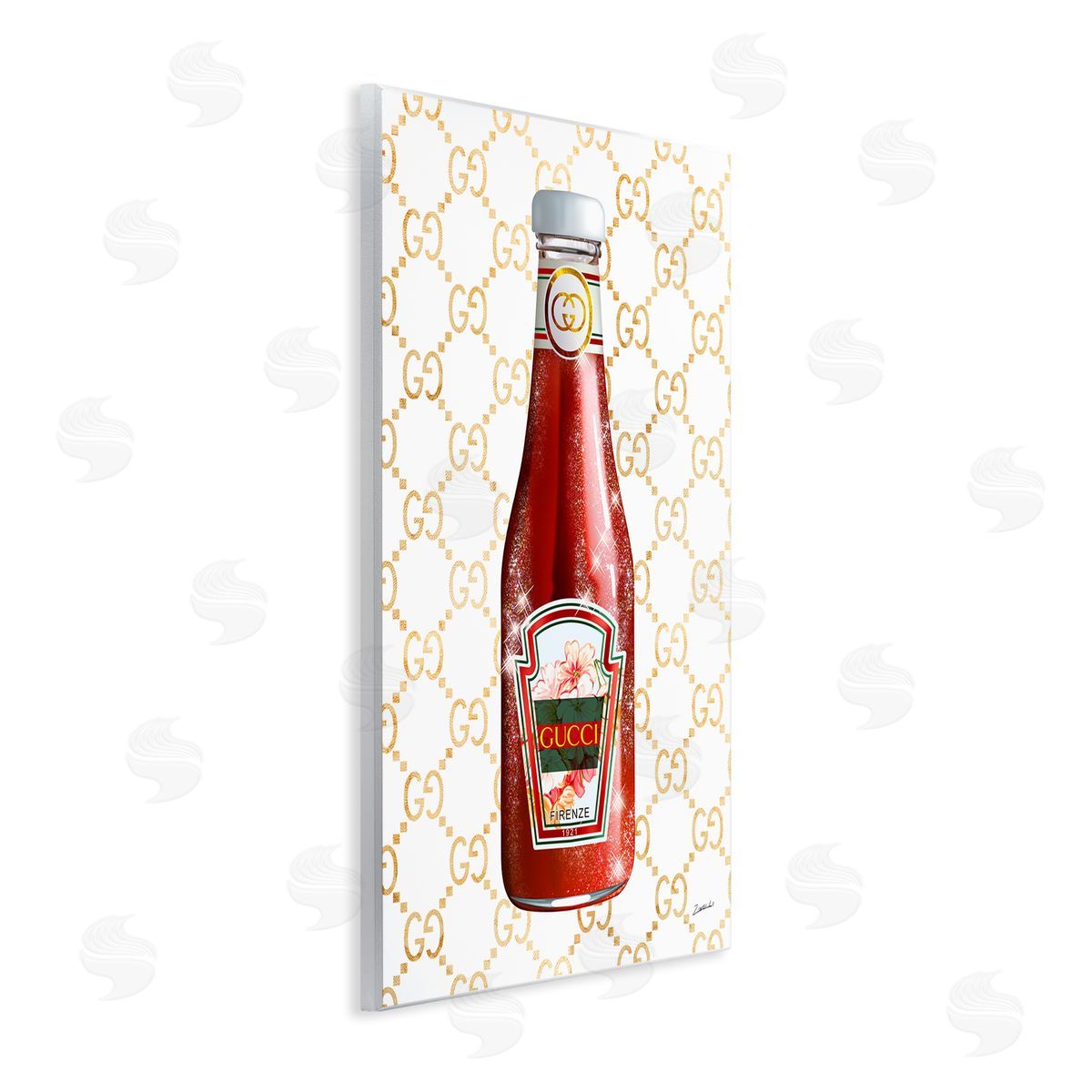 Ziwei Li Glam Kitchen Ketchup Bottle Patterned Condiment Wall Plaque Art Print