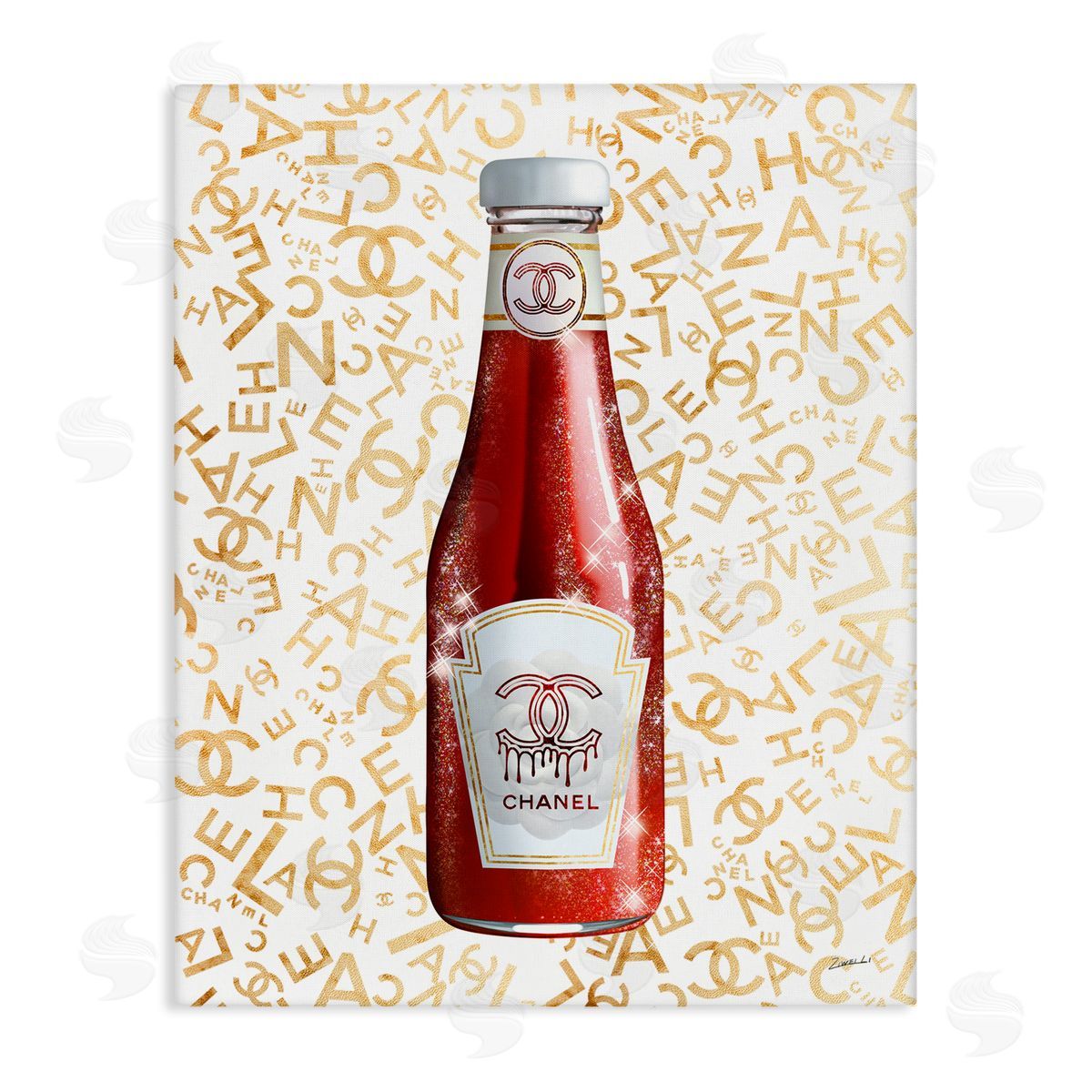 Ziwei Li Trendy Diner Ketchup Condiment Luxury Fashion Pattern Stretched Canvas Wall Art Print