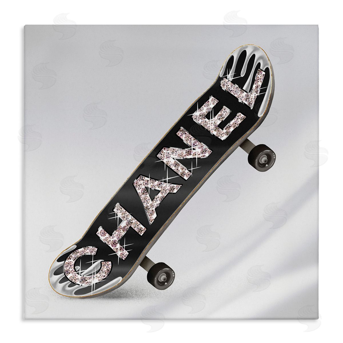 Ziwei Li Trendy Glitzy Skateboard Glam Fashion Lettering Stretched Canvas Wall Art Print