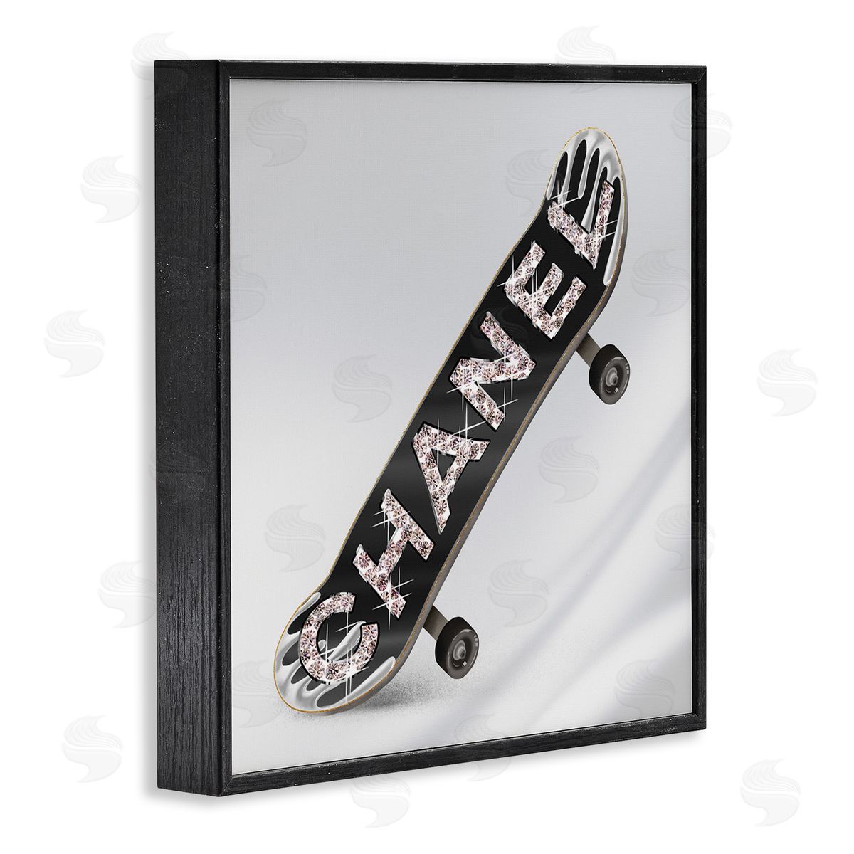 Ziwei Li Trendy Glitzy Skateboard Glam Fashion Lettering Black Framed Glicee Wall Art Print