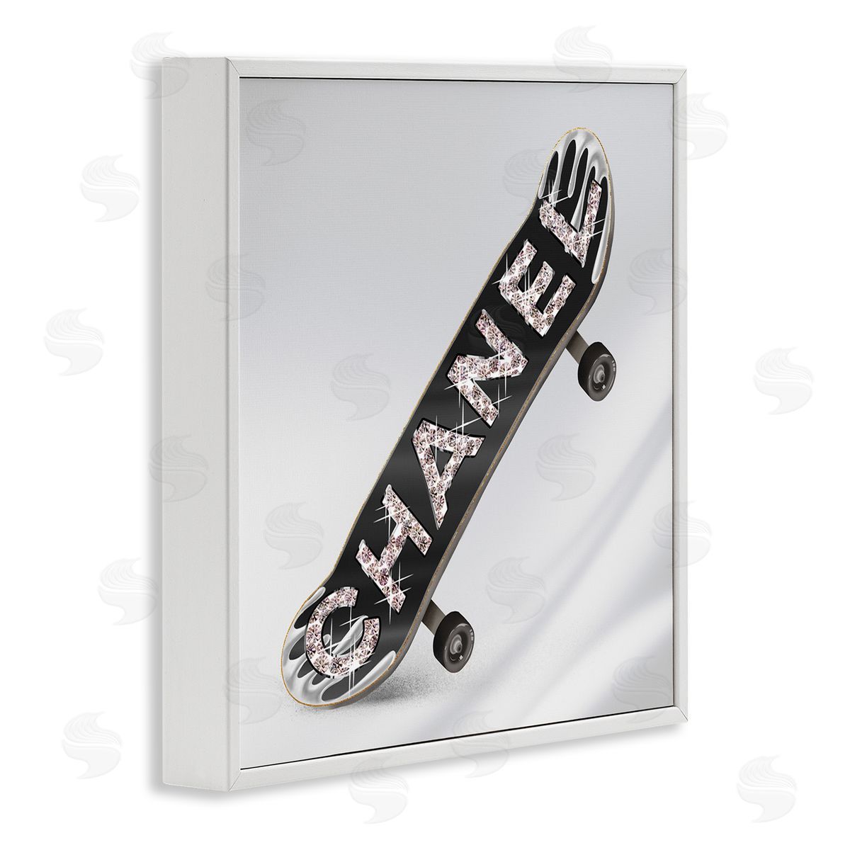 Ziwei Li Trendy Glitzy Skateboard Glam Fashion Lettering White Framed Glicee Wall Art Print