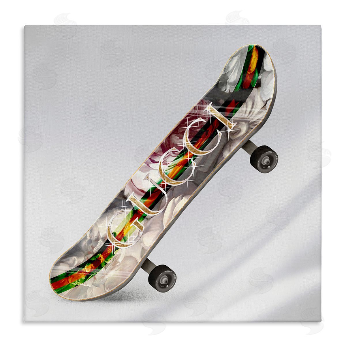 Ziwei Li Upscale Fashion Patterned Skateboard Dazzling Glam Design Stretched Canvas Wall Art Print