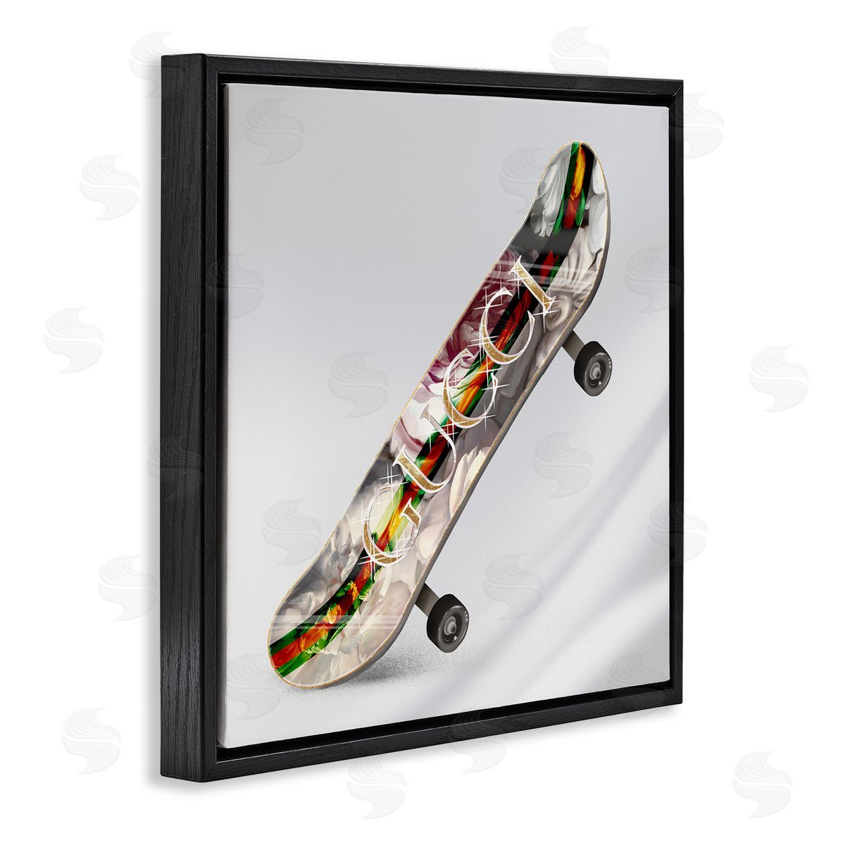 Ziwei Li Upscale Fashion Patterned Skateboard Dazzling Glam Design Black Floating Frame Canvas Wall Art Print