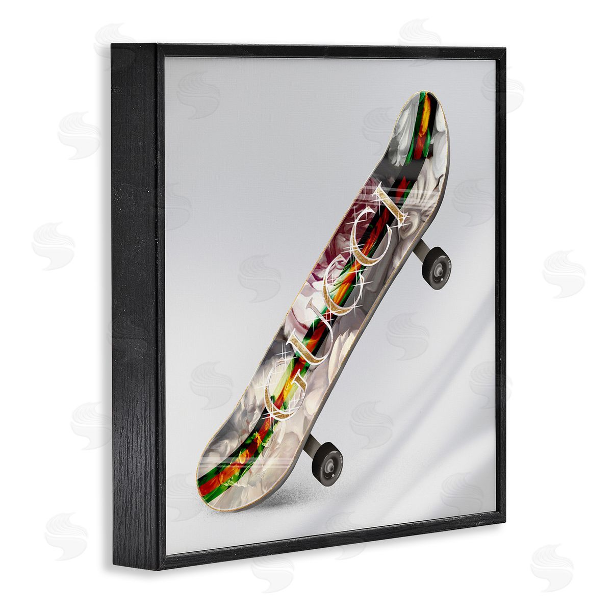 Ziwei Li Upscale Fashion Patterned Skateboard Dazzling Glam Design Black Framed Glicee Wall Art Print
