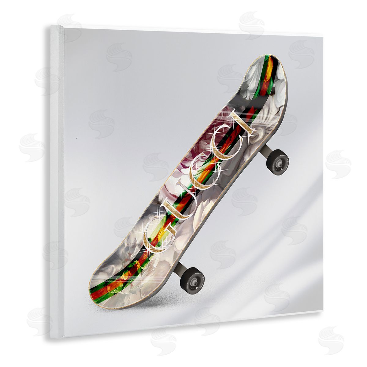 Ziwei Li Upscale Fashion Patterned Skateboard Dazzling Glam Design Wooden Wall Plaque Art Print