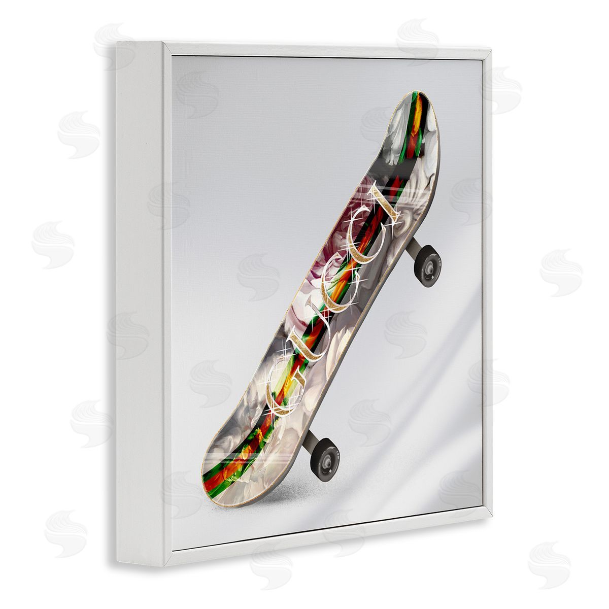 Ziwei Li Upscale Fashion Patterned Skateboard Dazzling Glam Design White Framed Glicee Wall Art Print