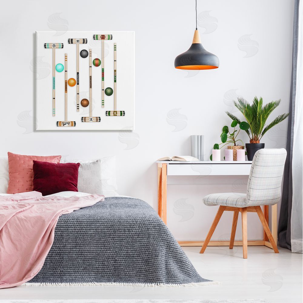 Ziwei Li Trendy Luxury Fashion Brand Croquet Game Mallets  Canvas Wall Art in Room
