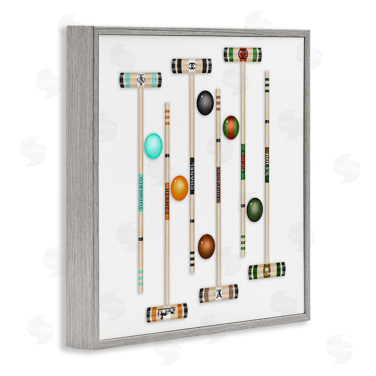 Ziwei Li Trendy Luxury Fashion Brand Croquet Game Mallets  Gray Framed Glicee Wall Art Print