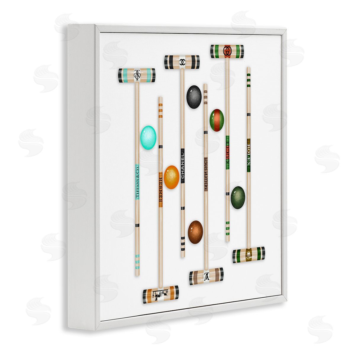 Ziwei Li Trendy Luxury Fashion Brand Croquet Game Mallets  White Framed Glicee Wall Art Print