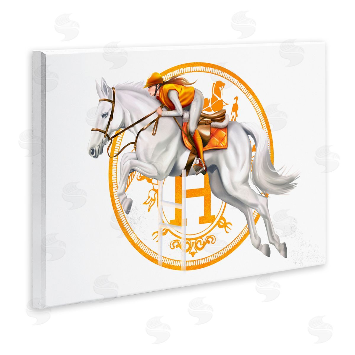 Ziwei Li Jockey Riding Race Horse Glam Fashion Logo Wall Plaque Art Print